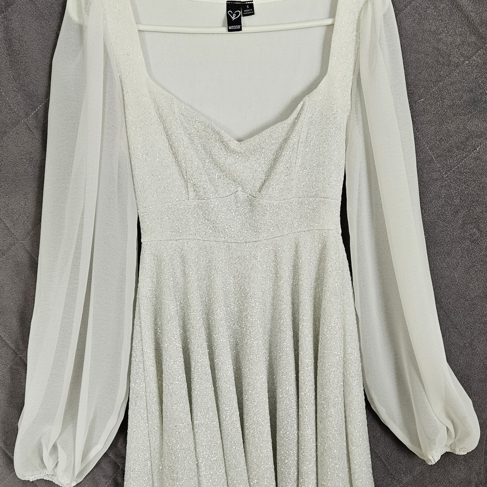 Windsor Sparkling White Long Sleeve Dress